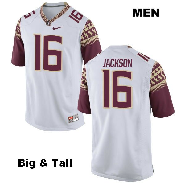 Men's NCAA Nike Florida State Seminoles #16 Dontavious Jackson College Big & Tall White Stitched Authentic Football Jersey JQH3869HS